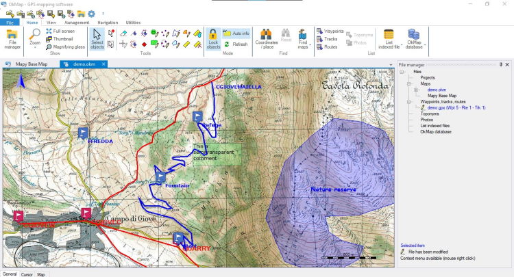 Self georeferenced raster map with GPX data (waypoints, tracks and routes)