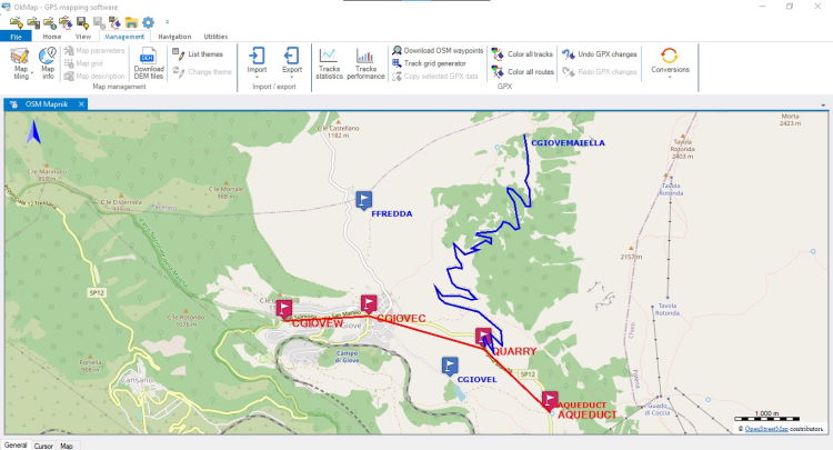 Mappa web OpenStreetMap Mapnick con dati GPX (waypoint, tracce e rotte)