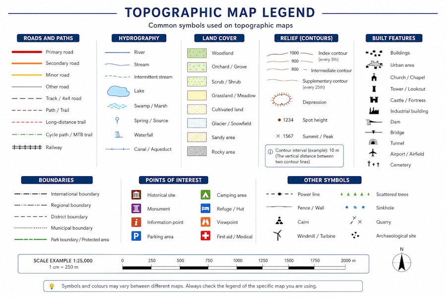 Exemple de légende d'une carte topographique