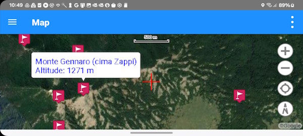 Mappa con le montagne