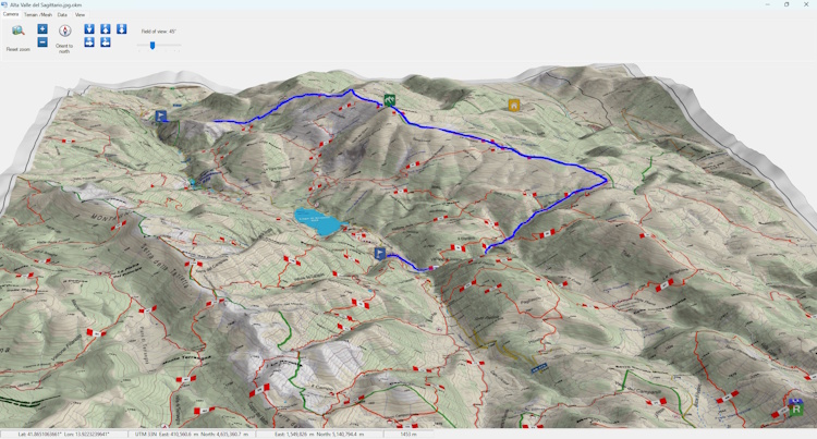 Visualizzazione 3D del terreno e delle tracce GPS