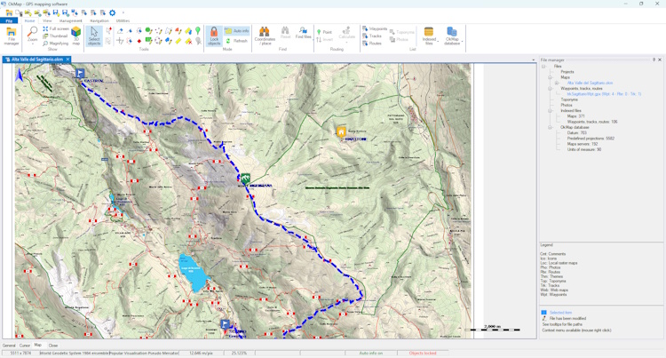 Creazione e modifica di percorsi GPX e waypoint su mappa