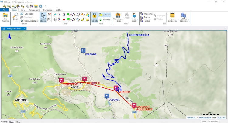 Mappa web 4UMaps con dati GPX (waypoint, tracce e rotte)