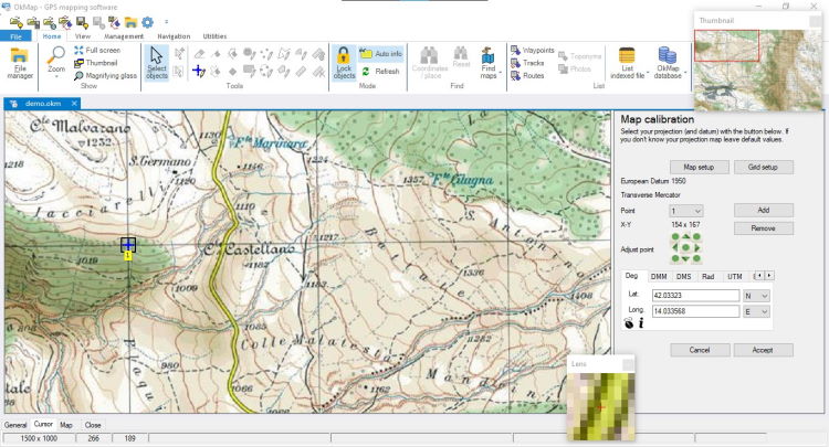 Processo di calibrazione di una mappa raster