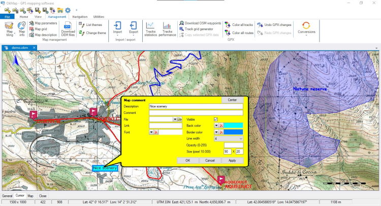 Changing the attributes of a map comment